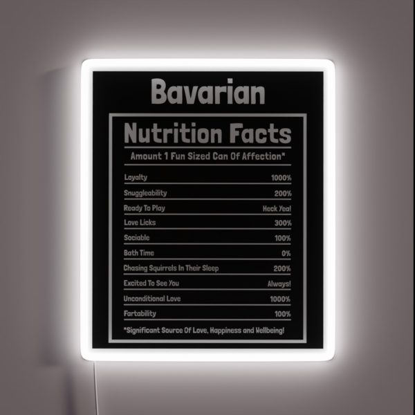 Bavarian Nutrition Facts Funny Dog Gift RGB Neon Sign