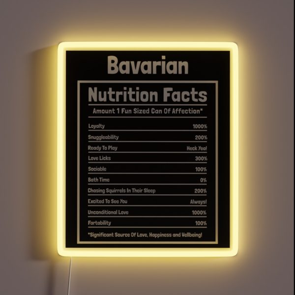 Bavarian Nutrition Facts Funny Dog Gift RGB Neon Sign