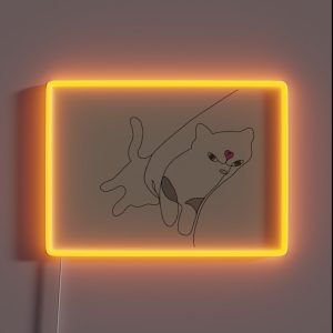 Bedtime Cuddles Cat Picasso Line Art RGB Neon Sign