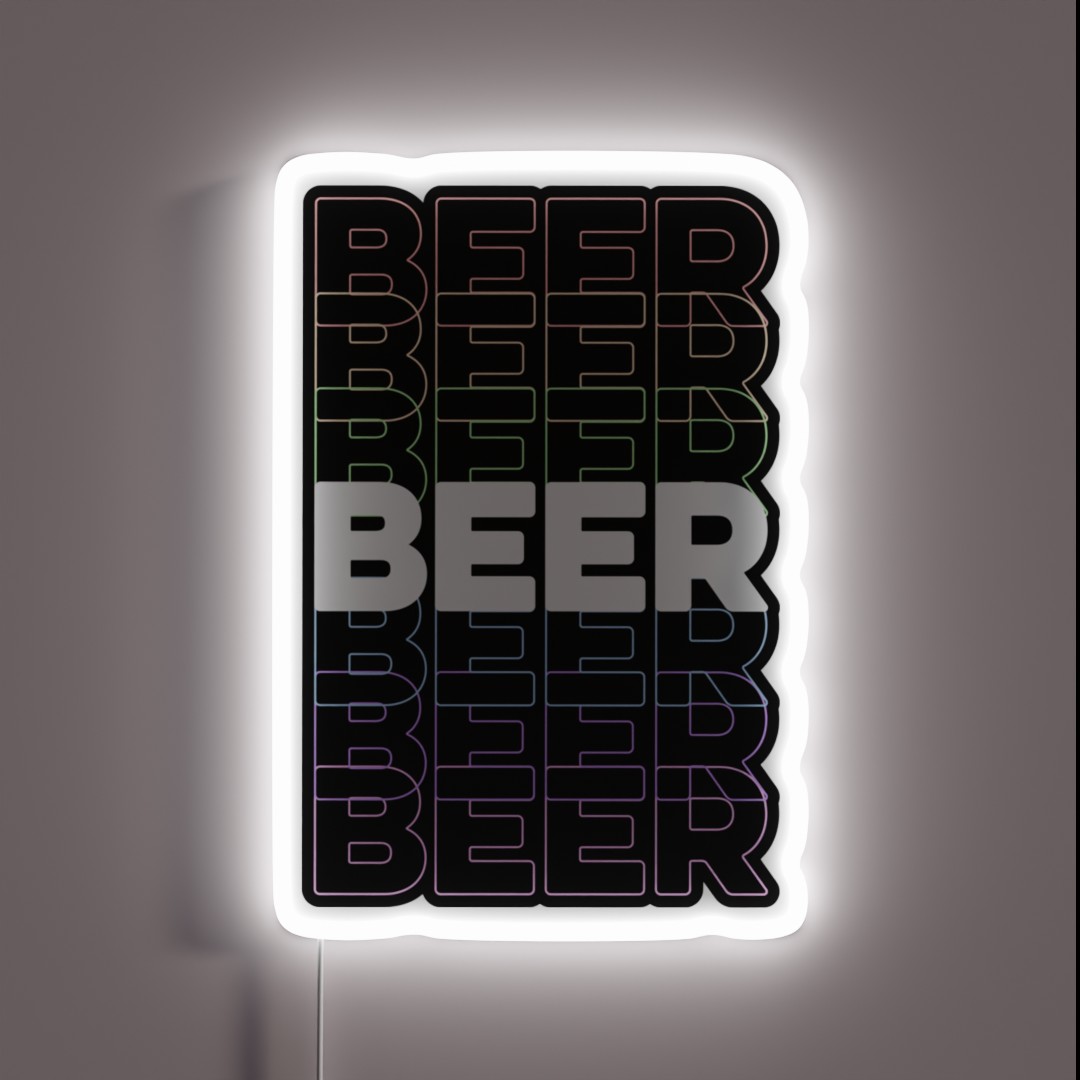 Beer Repeating Rainbow Colorful Text RGB Neon Sign Beer Repeating Rainbow Colorful Text RGB Neon Sign