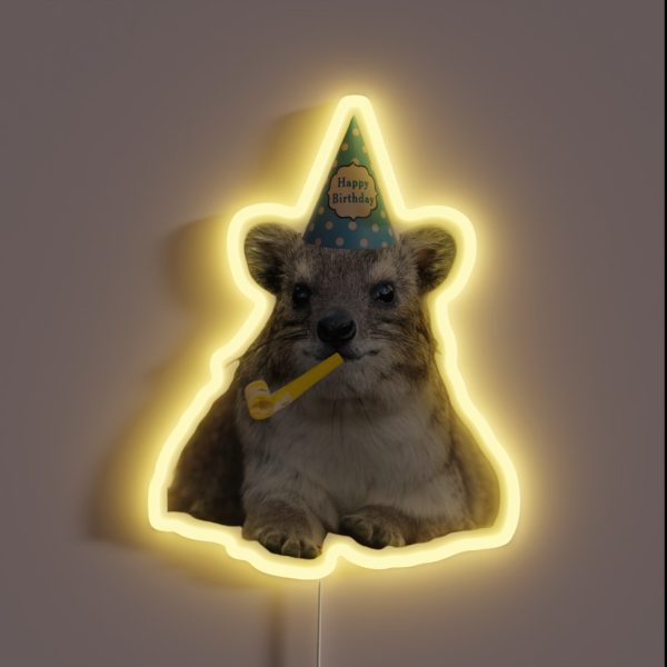 Birthday Rock Hyrax RGB Neon Sign