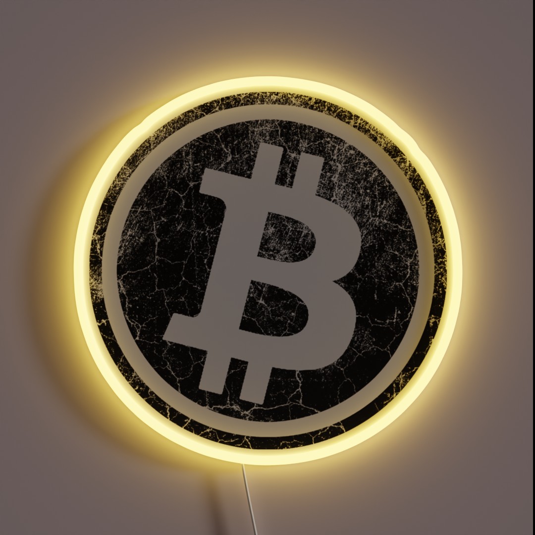 Bitcoin BTC Crypto Vintage Pattern Design RGB Neon Sign Bitcoin BTC Crypto Vintage Pattern Design RGB Neon Sign