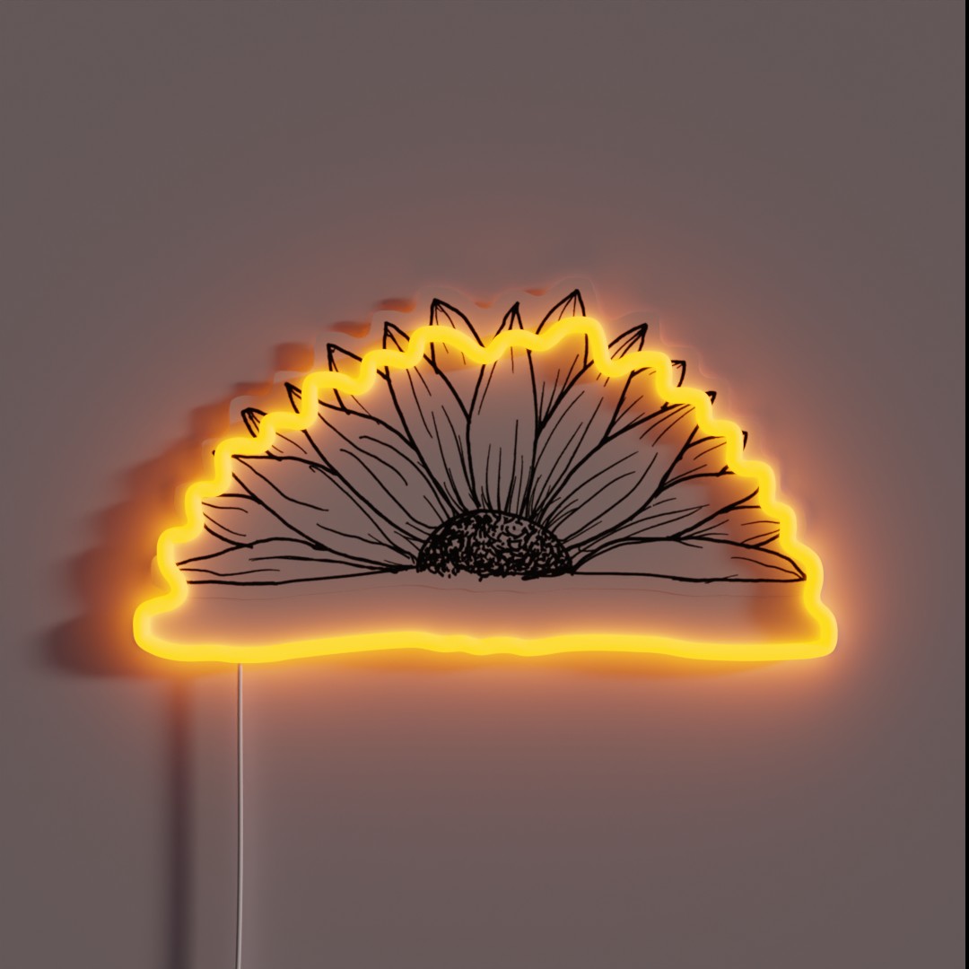 Black And White Daisy Doodle RGB Neon Sign Black And White Daisy Doodle RGB Neon Sign