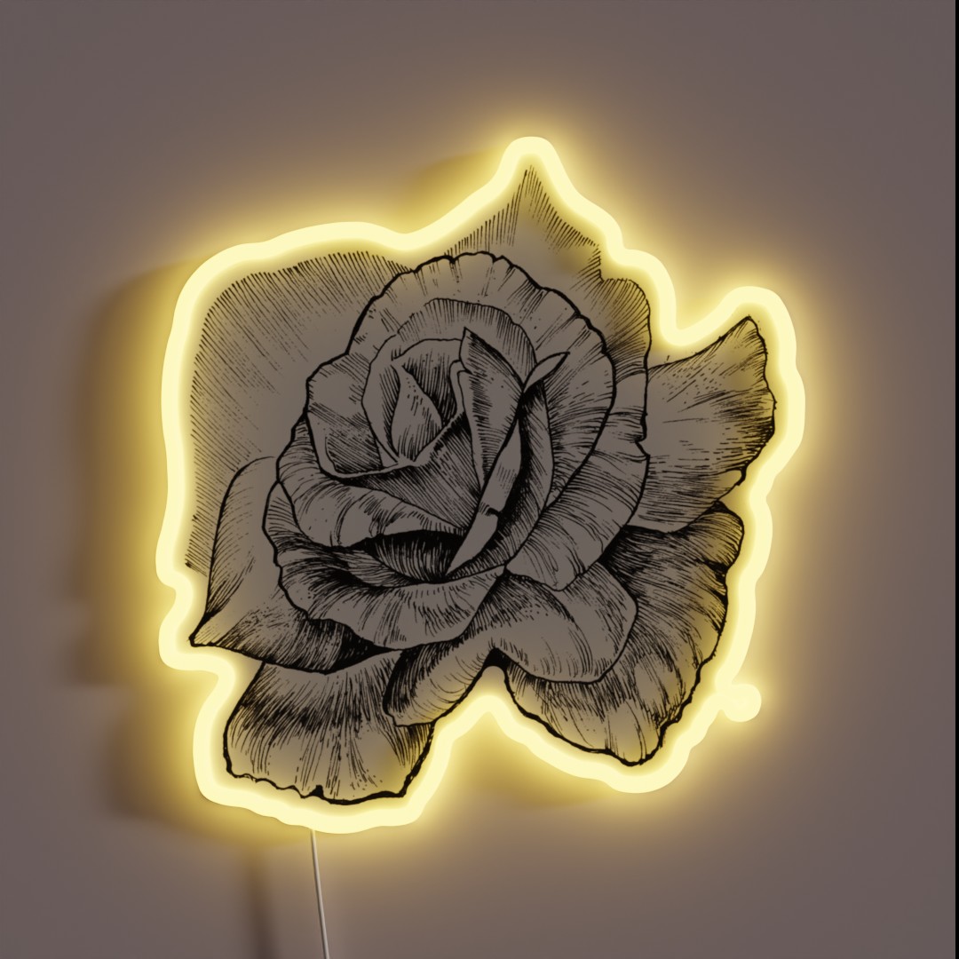 Black Ink Rose RGB Neon Sign Black Ink Rose RGB Neon Sign