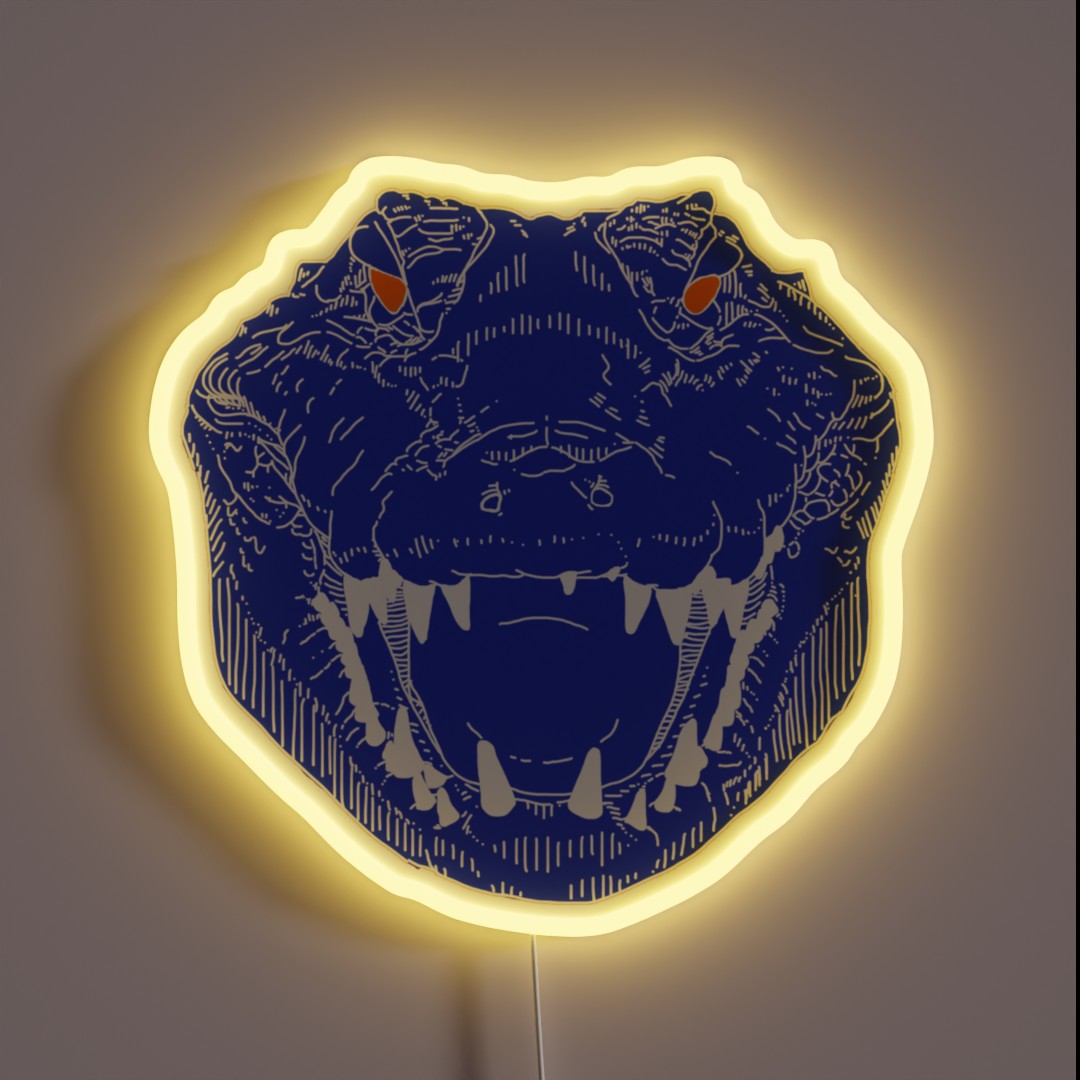 BLUE Gator Face RGB Neon Sign BLUE Gator Face RGB Neon Sign