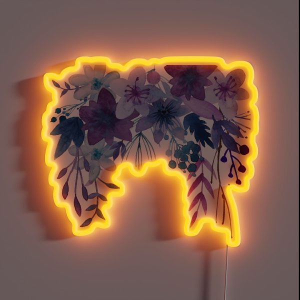 Blue Purple Flowers RGB Neon Sign