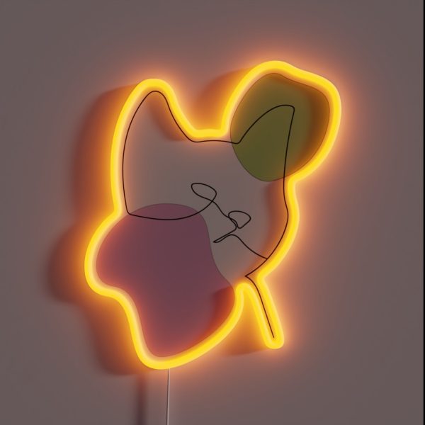 Boho Line Art Kitten RGB Neon Sign