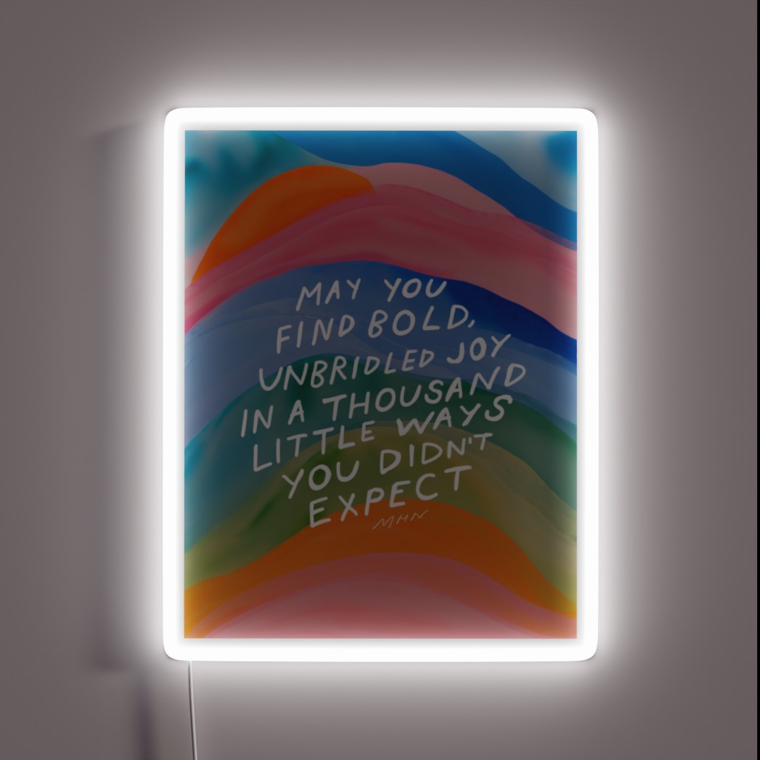 Bold Unbridled Joy Inspirational Quote And RGB Neon Sign Bold Unbridled Joy Inspirational Quote And RGB Neon Sign