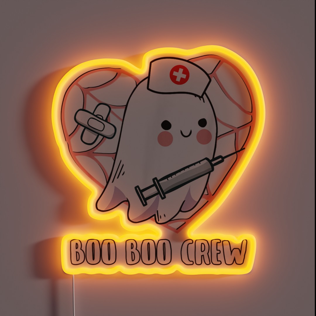 Boo Boo Crew Nurse Gift Crue Halloween Costume RGB Neon Sign Boo Boo Crew Nurse Gift Crue Halloween Costume RGB Neon Sign
