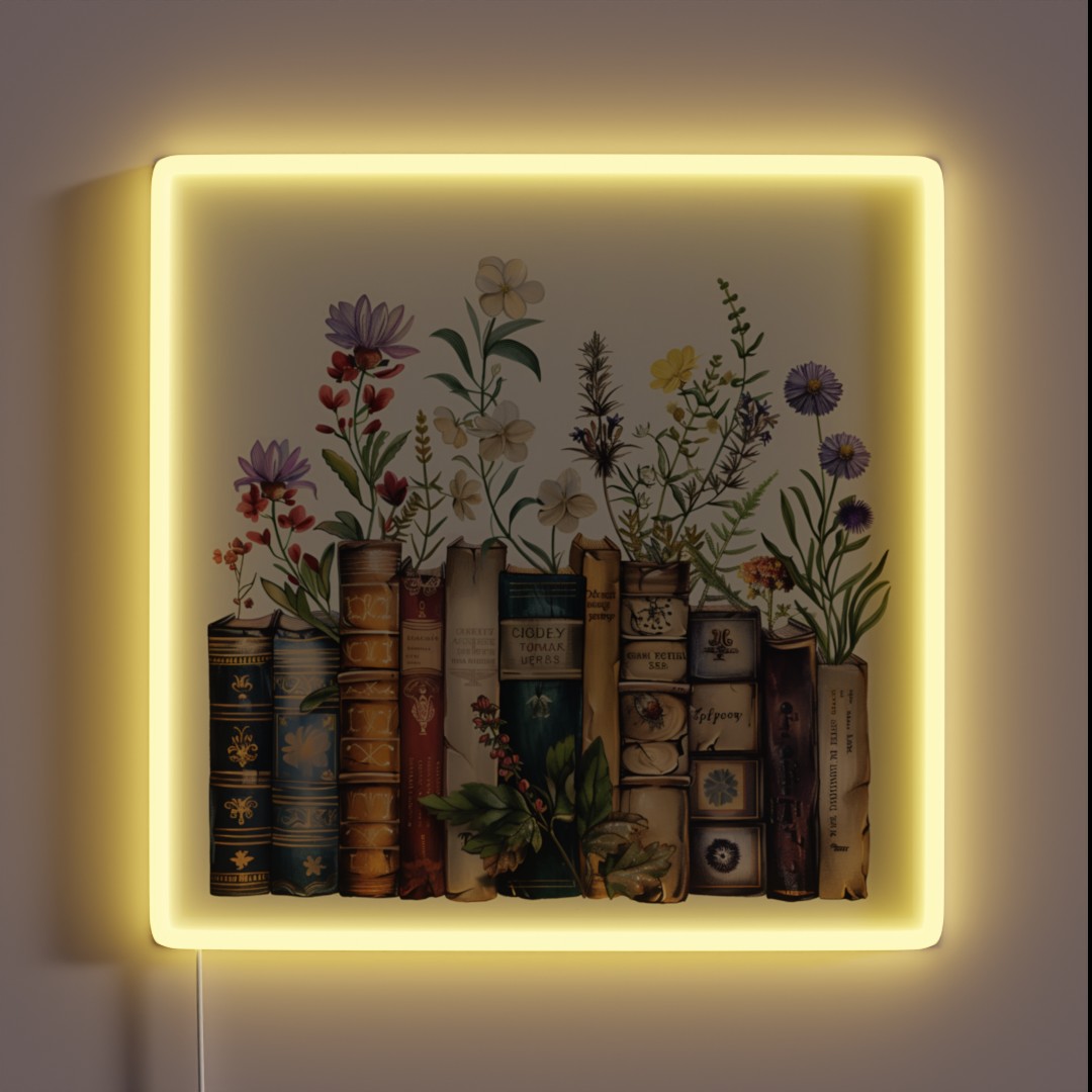 Books With Flowers RGB Neon Sign Books With Flowers RGB Neon Sign