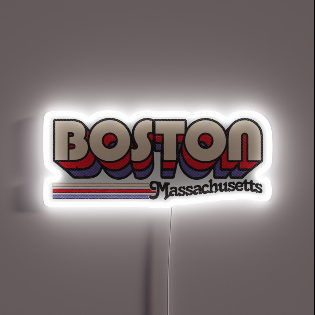 Boston MA City Stripes RGB Neon Sign Boston MA City Stripes RGB Neon Sign