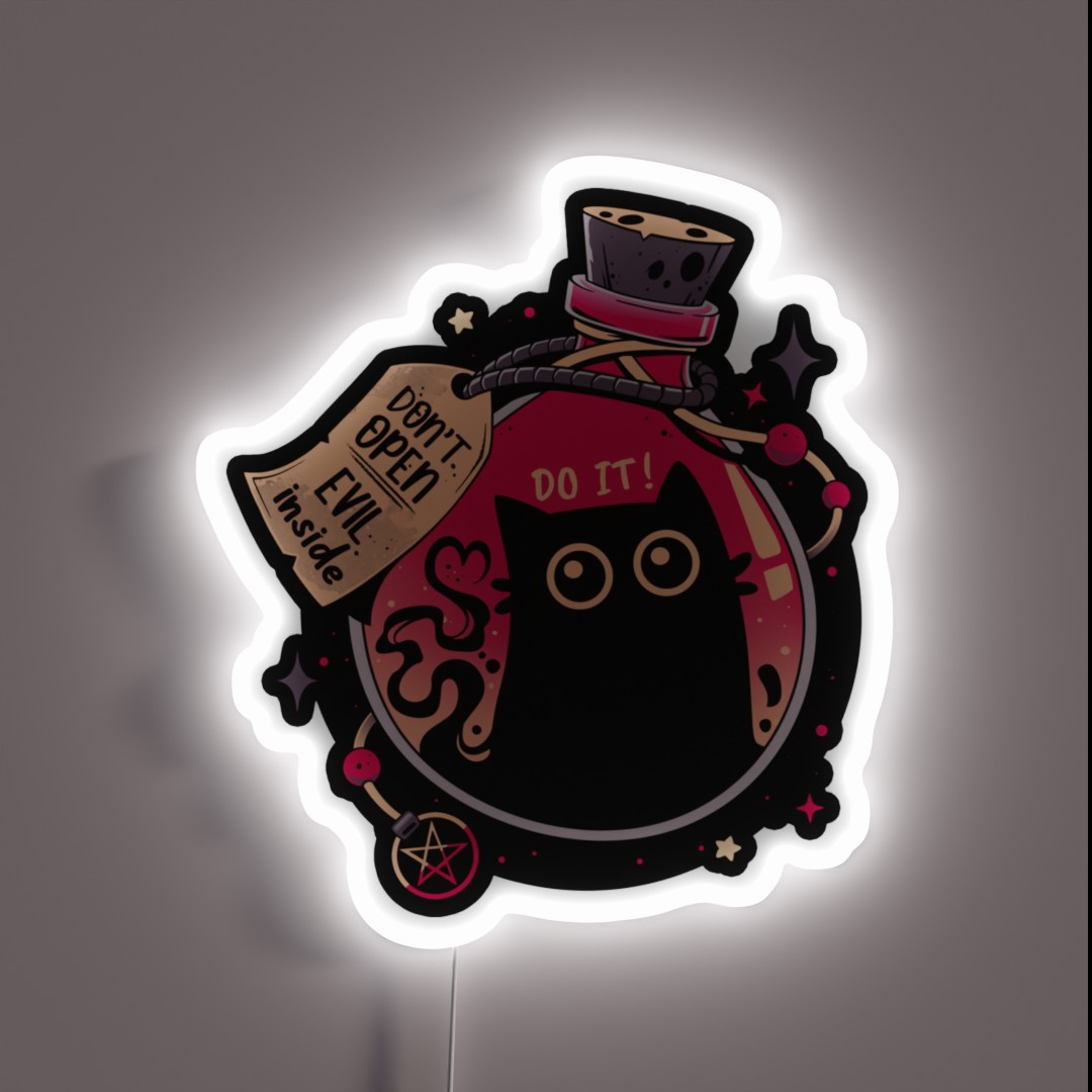 Bottled Menace Evil Black Cat RGB Neon Sign Bottled Menace Evil Black Cat RGB Neon Sign