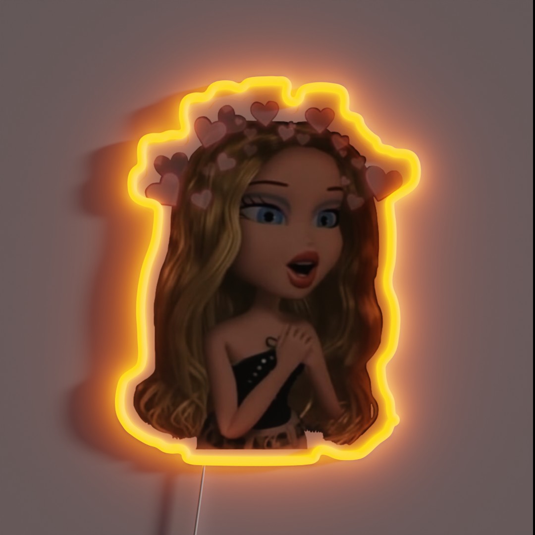 Bratz Cloe Hearts Pink Edit RGB Neon Sign Bratz Cloe Hearts Pink Edit RGB Neon Sign