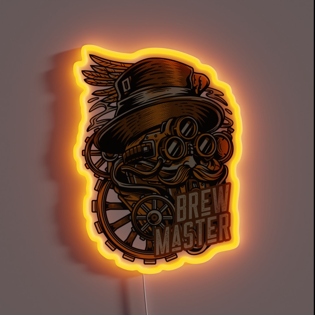 Brew Master Home Brew Steam Punk Design Funny RGB Neon Sign Brew Master Home Brew Steam Punk Design Funny RGB Neon Sign