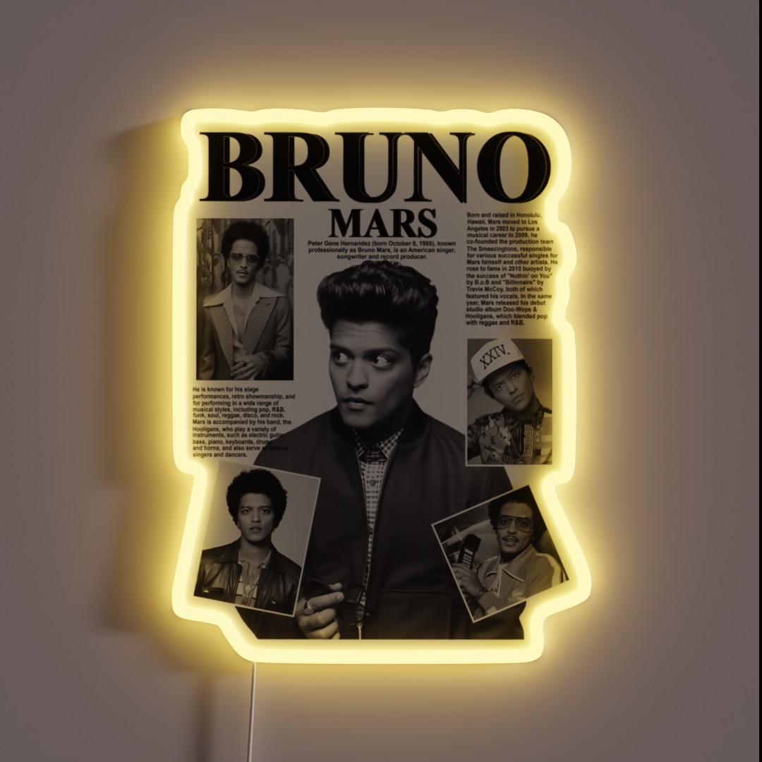 Bruno Mars Pop Music Concert 2023 RGB Neon Sign Bruno Mars Pop Music Concert 2023 RGB Neon Sign