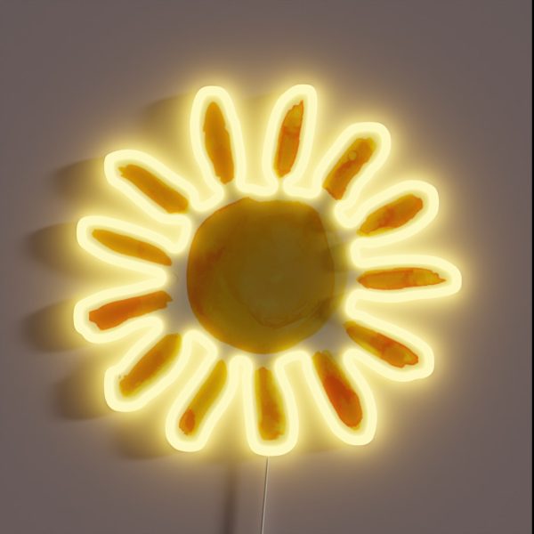 Brushed Watercolor Painted Sun RGB Neon Sign