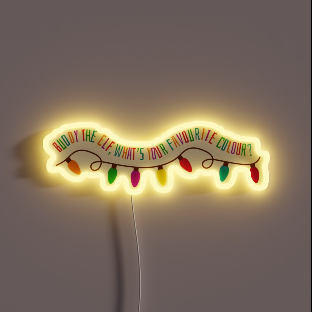 Buddy The Elf What S Your Favourite Colour RGB Neon Sign Buddy The Elf What S Your Favourite Colour RGB Neon Sign