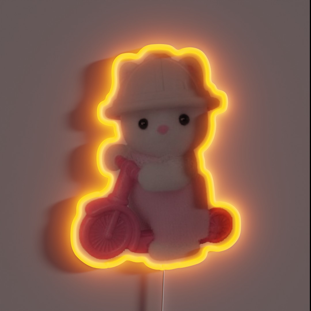 Calico Critters Kitten Bike RGB Neon Sign Calico Critters Kitten Bike RGB Neon Sign