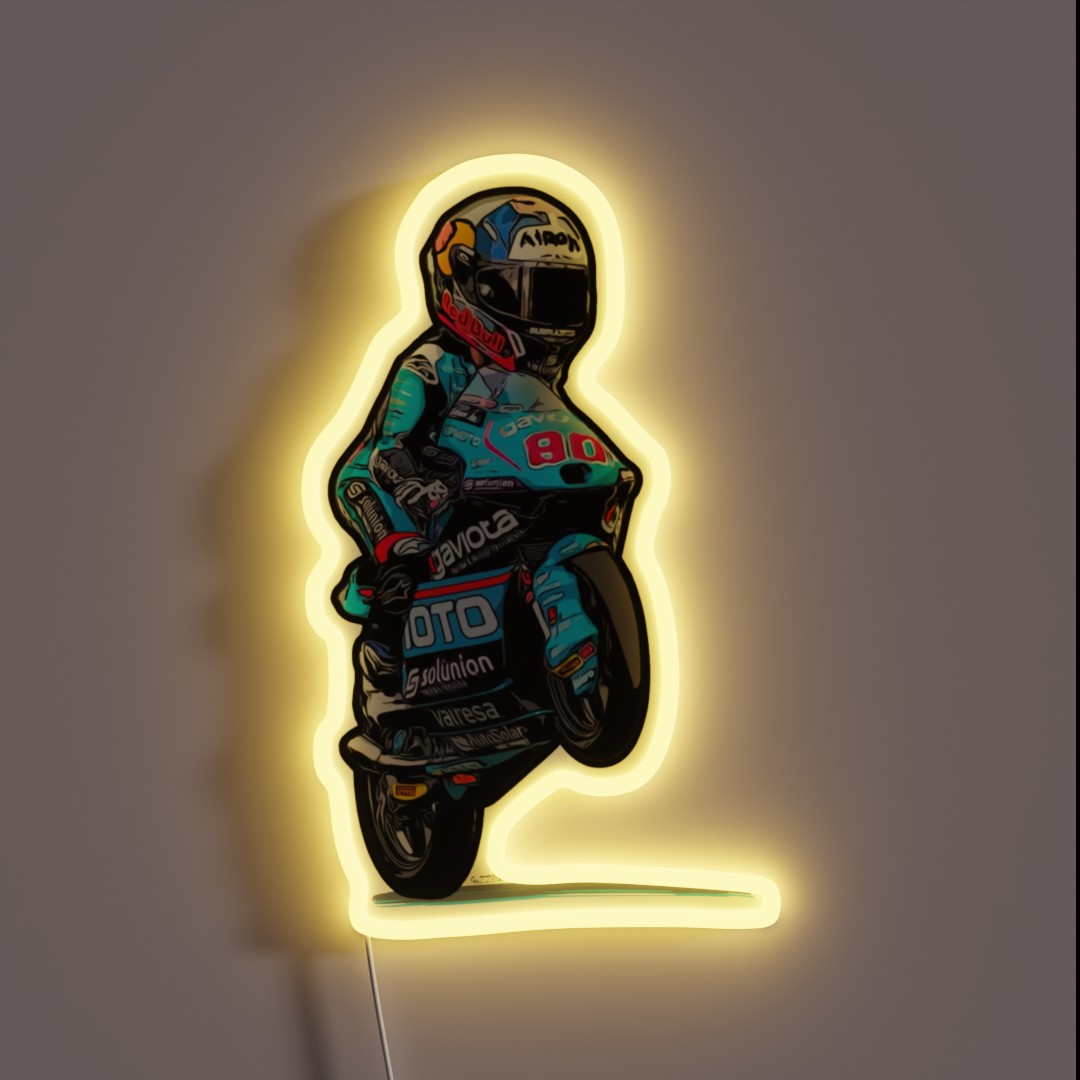 Caricature David Alonso Moto3 RGB Neon Sign Caricature David Alonso Moto3 RGB Neon Sign