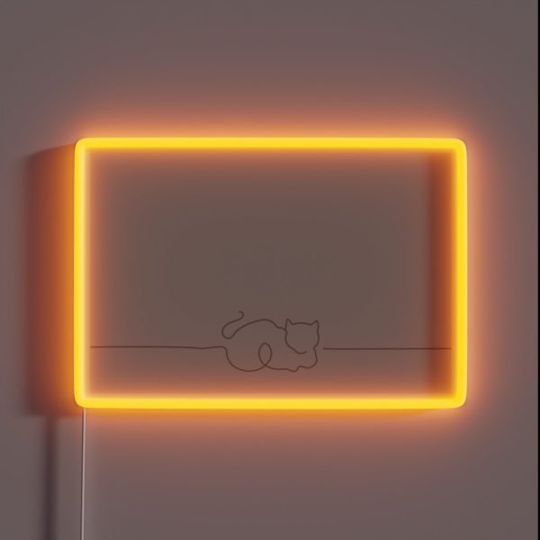 Cat Line Art RGB Neon Sign