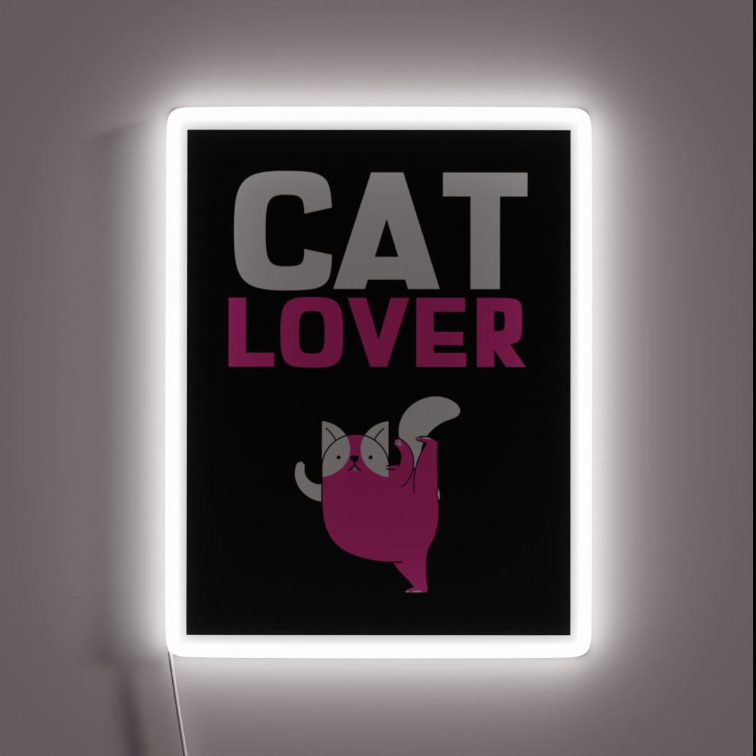 Cat Lover With Pink Text And Pink Cat RGB Neon Sign Cat Lover With Pink Text And Pink Cat RGB Neon Sign