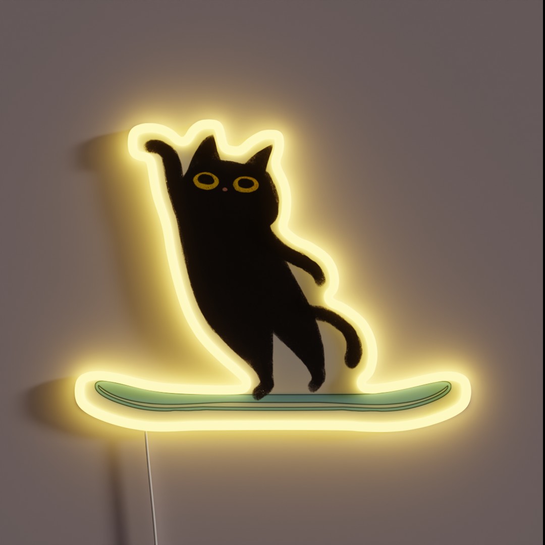 Cat Skiing Funny RGB Neon Sign Cat Skiing Funny RGB Neon Sign