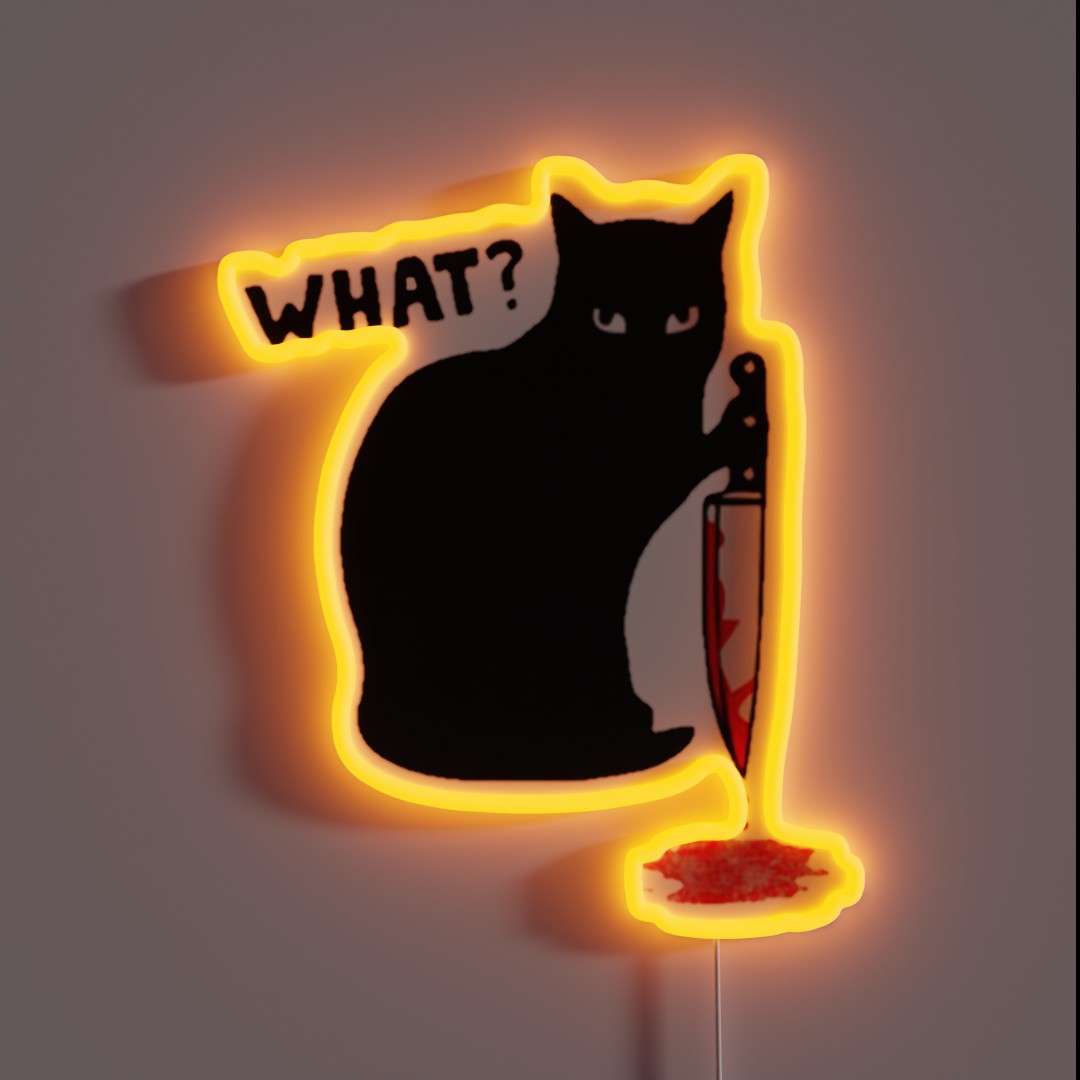 Cat What Murderous Black Cat With Knife RGB Neon Sign Cat What Murderous Black Cat With Knife RGB Neon Sign