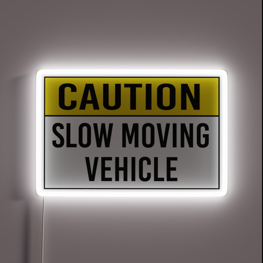 Caution Slow Moving Vehicle RGB Neon Sign Caution Slow Moving Vehicle RGB Neon Sign