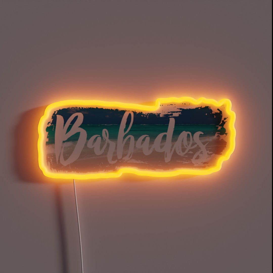 Barbados Beach Background RGB Neon Sign Barbados Beach Background RGB Neon Sign