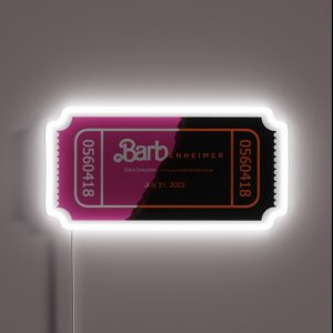 Barbenheimer Movie Ticket RGB Neon Sign Barbenheimer Movie Ticket RGB Neon Sign