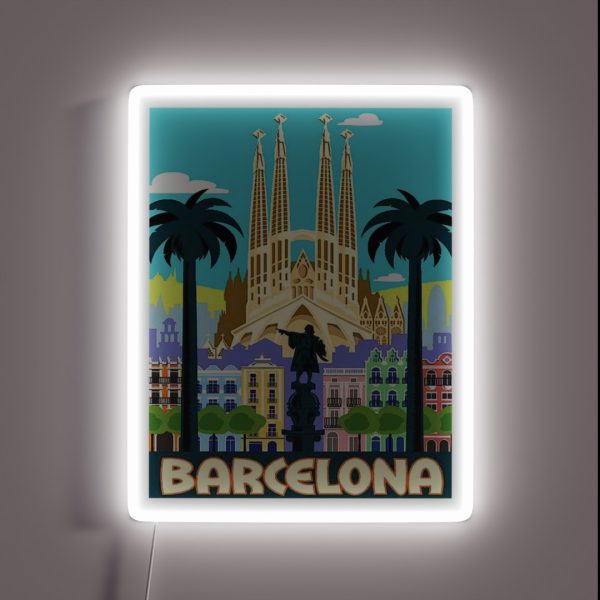 BARCELONA SPAIN Vintage Travel And Tourism RGB Neon Sign