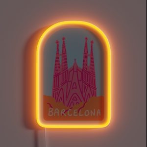 Barcelona Travel Stamp RGB Neon Sign
