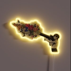 Bazooka Bouquet Street Art Graffiti Banksy Fan Art RGB Neon Sign