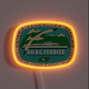 BC Ferries Victoria Vancouver Vintage Travel Decal RGB Neon Sign