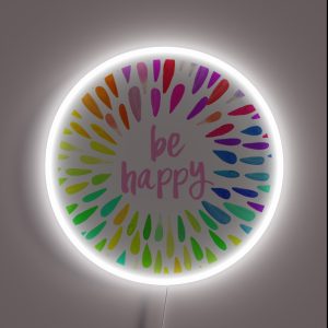 Be Happy Flower Petals RGB Neon Sign Be Happy Flower Petals RGB Neon Sign
