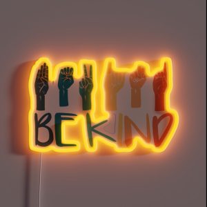 Be Kind Hand Sign Language Teachers Retro Interpreter ASL RGB Neon Sign Be Kind Hand Sign Language Teachers Retro Interpreter ASL RGB Neon Sign