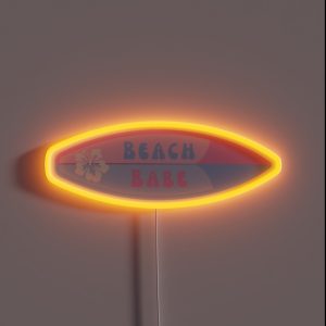 Beach Babe Surf Board Coconut Girl Aesthetic RGB Neon Sign