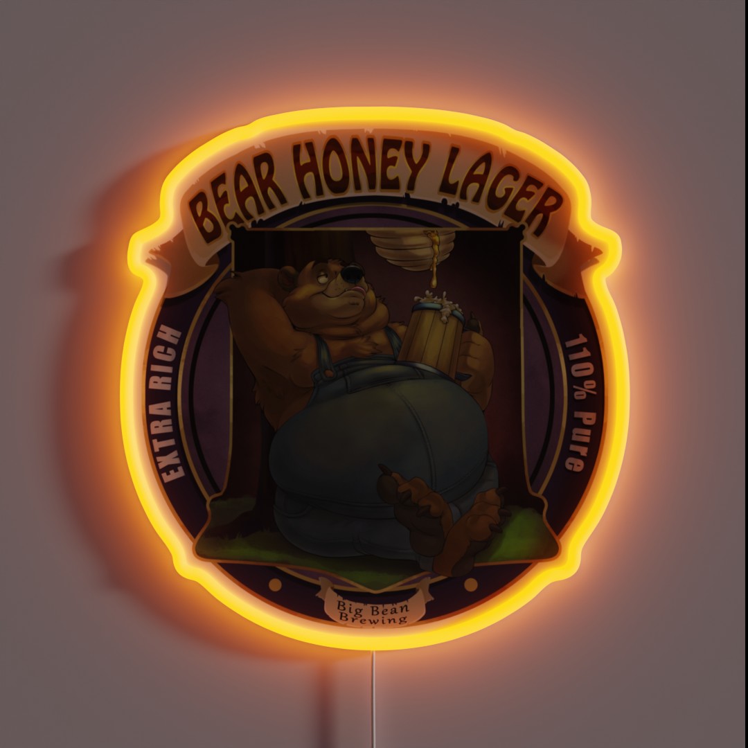 Bear Honey Lager RGB Neon Sign Bear Honey Lager RGB Neon Sign