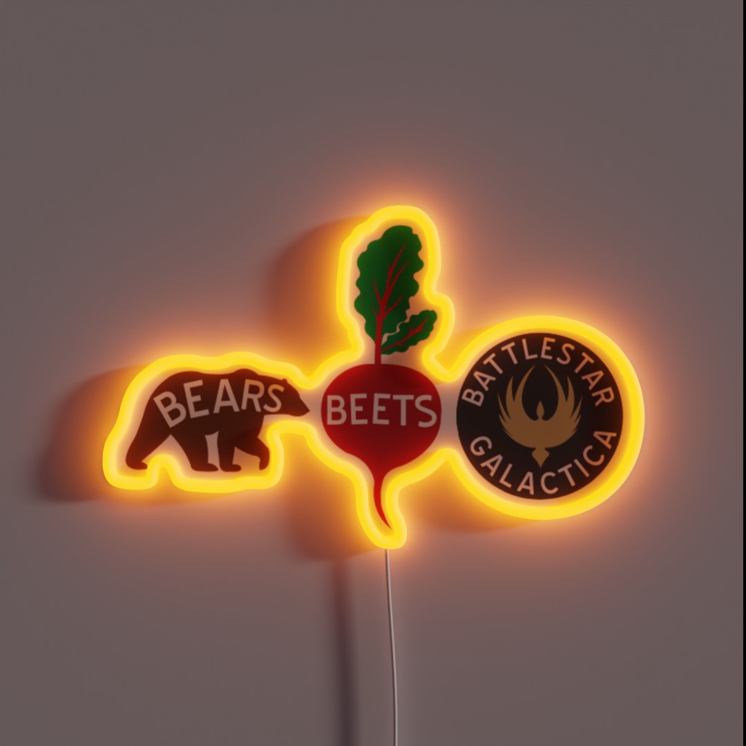 Bears Beets Battlestar Galactica Dwight RGB Neon Sign Bears Beets Battlestar Galactica Dwight RGB Neon Sign