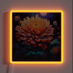 Beautiful Chrysanthemum Flower RGB Neon Sign