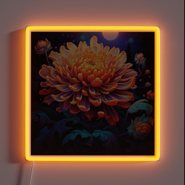 Beautiful Chrysanthemum Flower RGB Neon Sign
