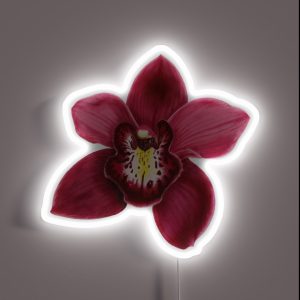 Beautiful Dark Red Orchid Blossom RGB Neon Sign