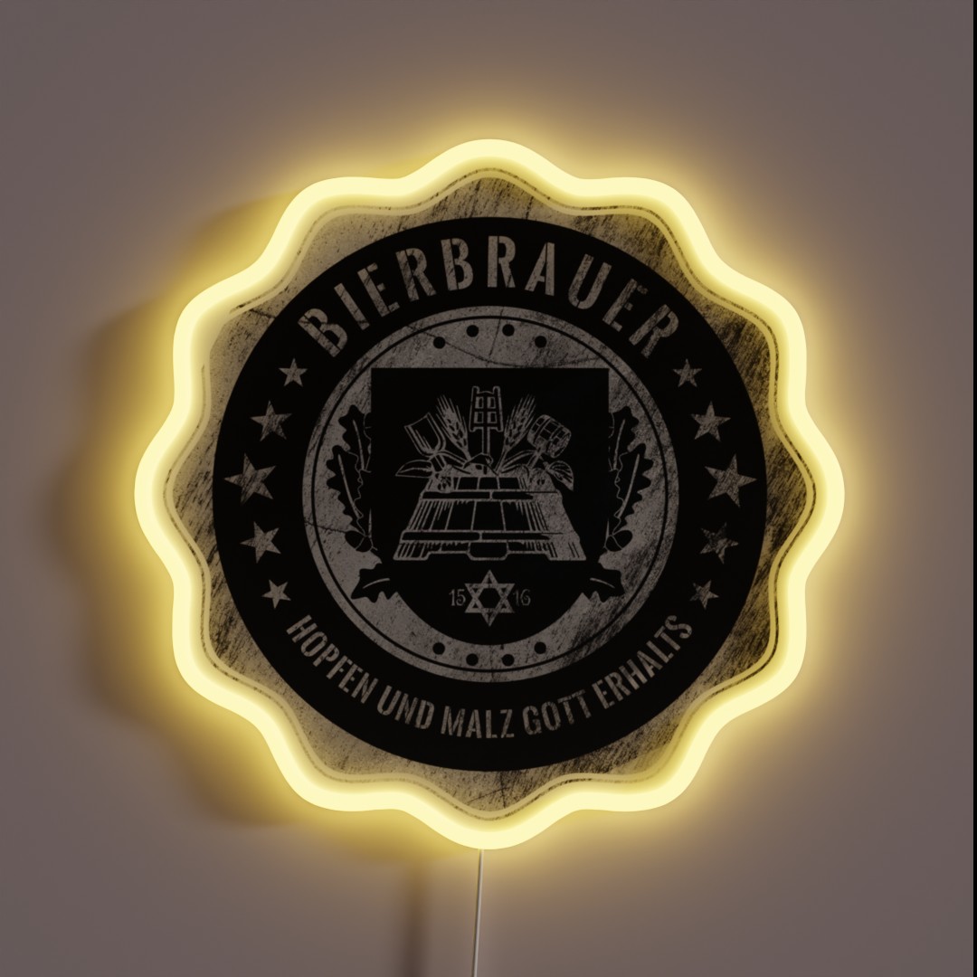 Beer Brewer Craft Guild Coat Of Arms RGB Neon Sign Beer Brewer Craft Guild Coat Of Arms RGB Neon Sign