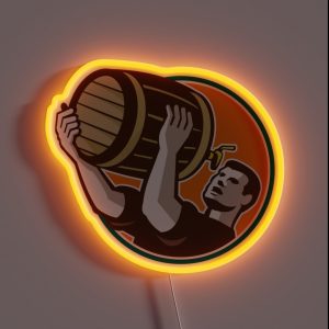 BEER Chug It From A Wooden Keg RGB Neon Sign