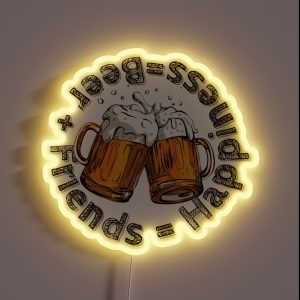 Beer Friends Happiness Quote About Beer RGB Neon Sign