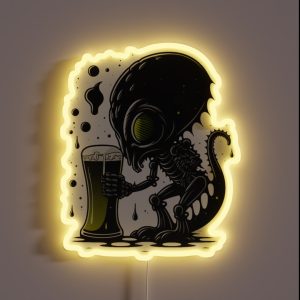 Beer Lover Alien Drinking Art RGB Neon Sign