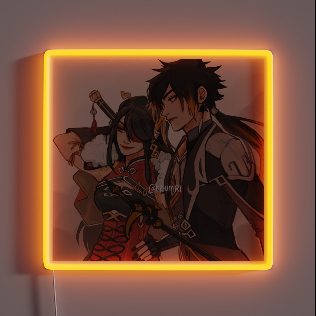 Beidou And Zhongli RGB Neon Sign Beidou And Zhongli RGB Neon Sign