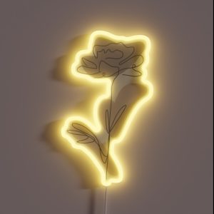Beige Minimal Line Flower RGB Neon Sign