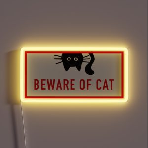 BEWARE OF CAT Funny Black Cat RGB Neon Sign BEWARE OF CAT Funny Black Cat RGB Neon Sign