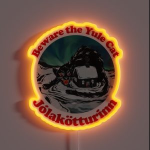 Beware The Yule Cat RGB Neon Sign Beware The Yule Cat RGB Neon Sign